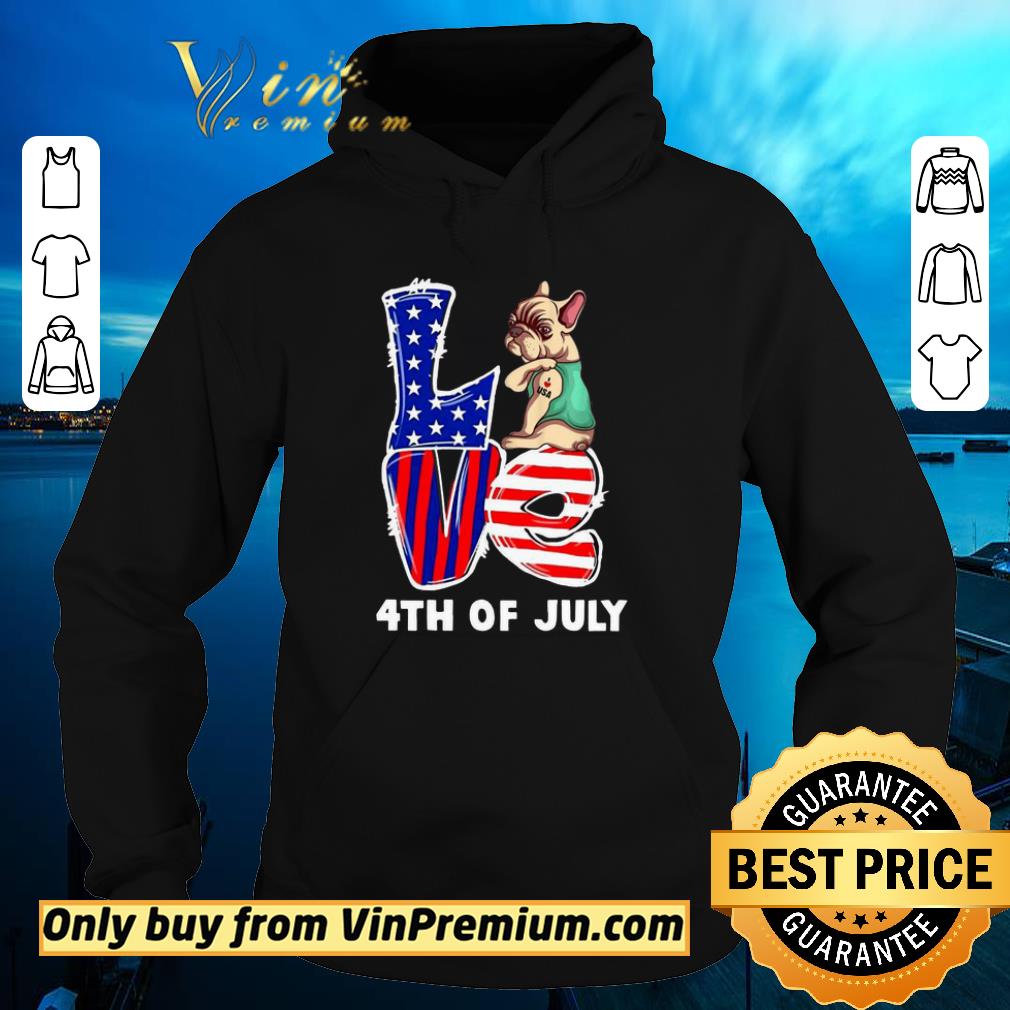 French Bulldog Dog Tattoo I Love USA 4th Of July shirt