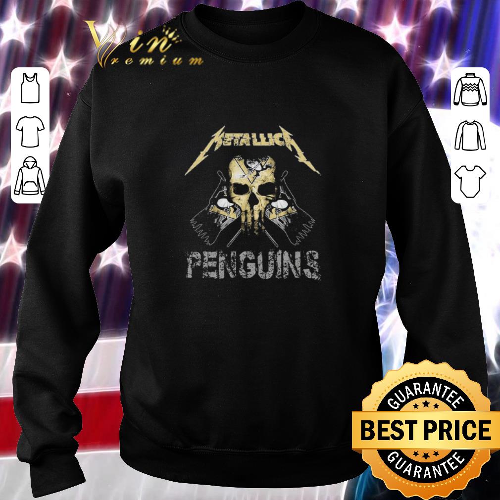 Funny Skull Mashup Metallica And Pittsburgh Penguins Flag shirt