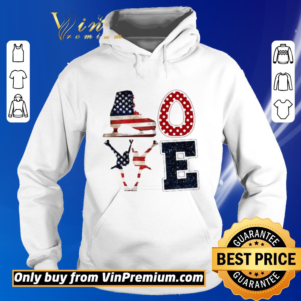 Hot Love Ice Skating American Flag 4th Of July Independence Day shirt