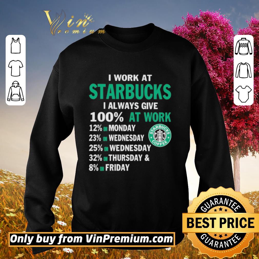 Awesome I work at Starbucks i always give 100 at work shirt
