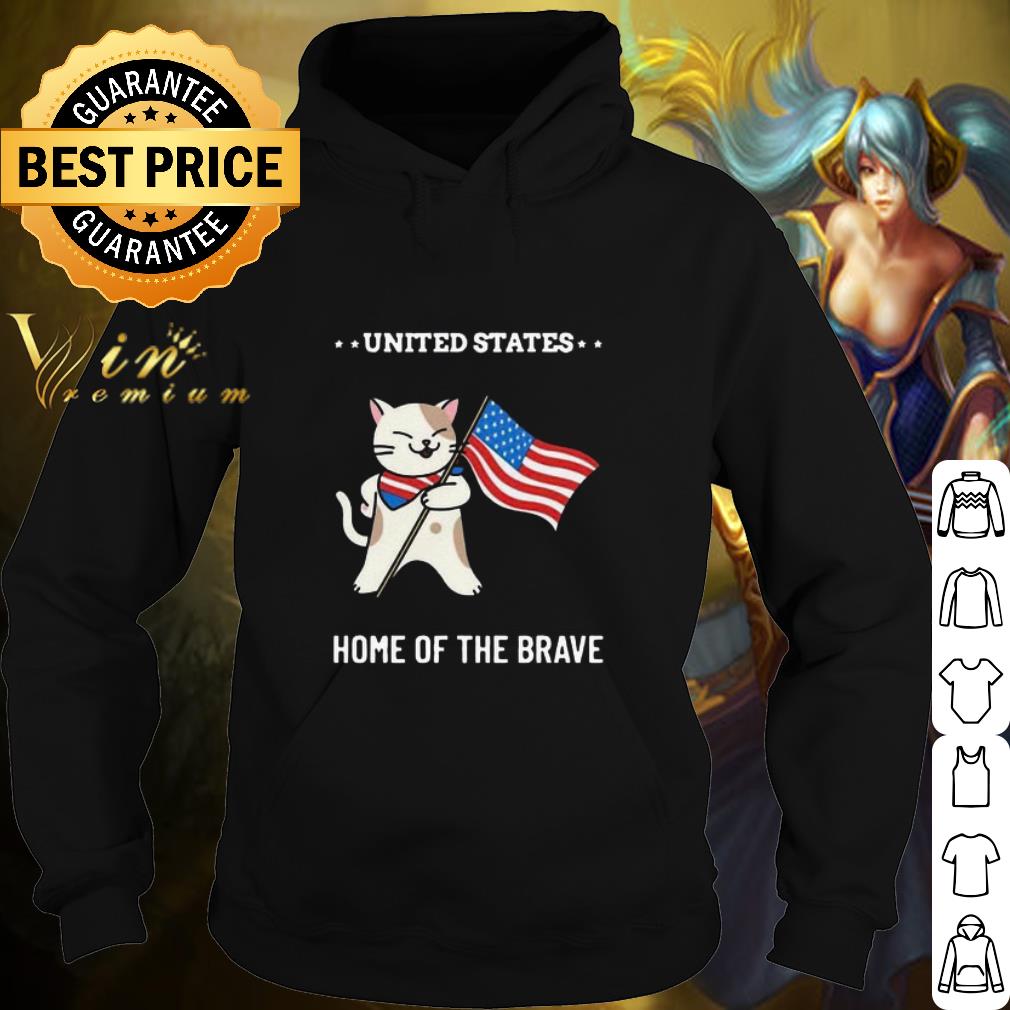 Best Cat hold American flag United States Home Of The Brave shirt
