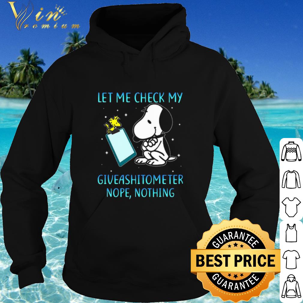 Top Snoopy And Woodstock Let Me Check My Giveashitometer Nope Nothing shirt