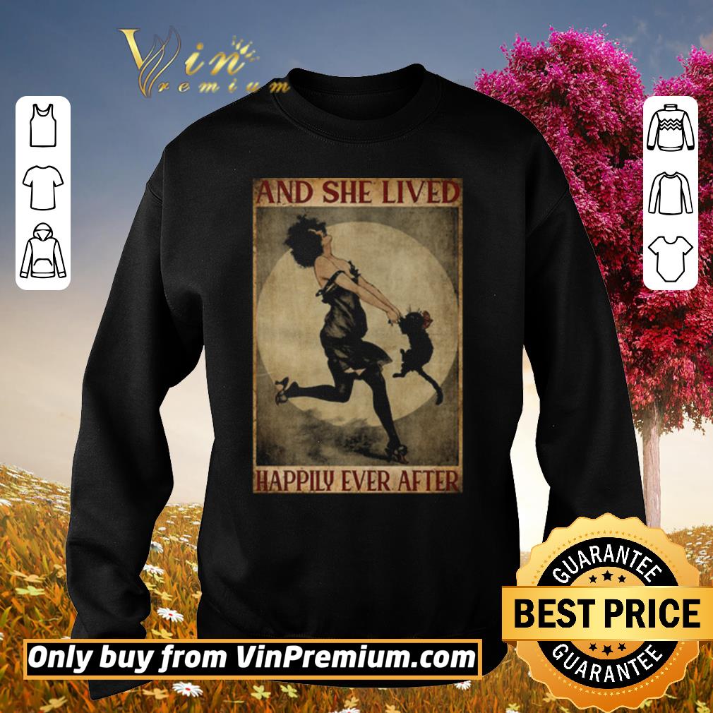 Pretty Girl And Cat And She Lived Happily Ever After shirt 2 Pretty Girl And Cat And She Lived Happily Ever After shirt