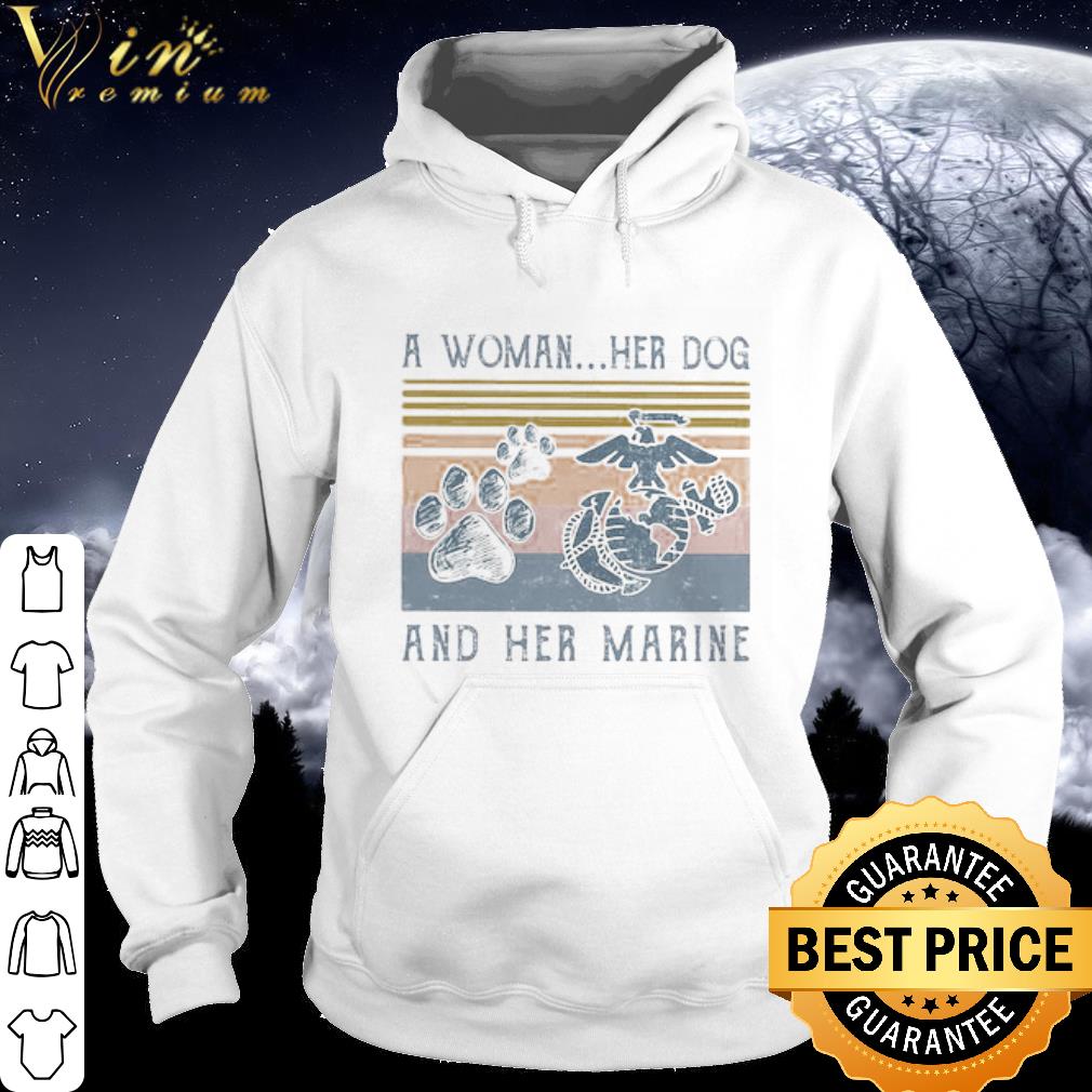 Pretty Vintage A Woman Her Dog Paw And Her US Marine Retro shirt