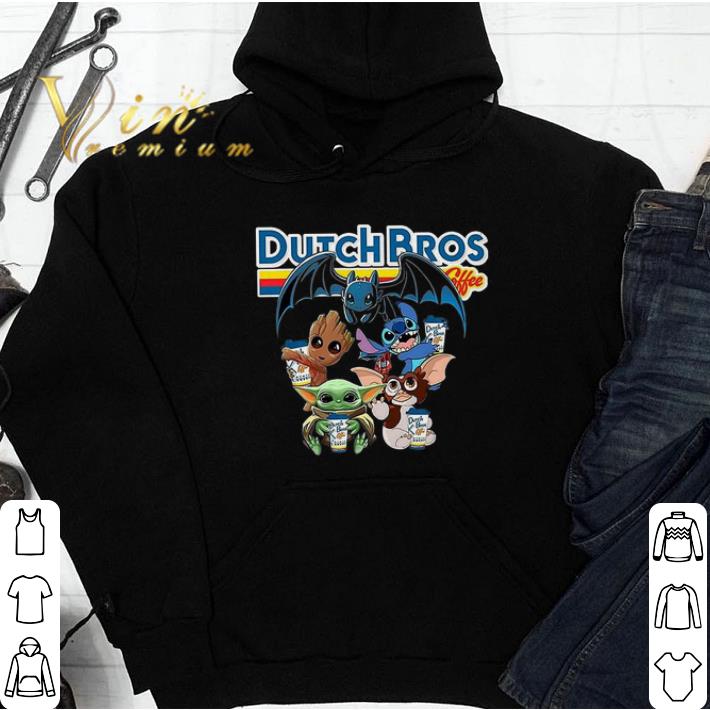 Awesome Dutch Bros Coffee Baby Yoda Baby Groot And Toothless Stitch Gizmo shirt sweatshirt