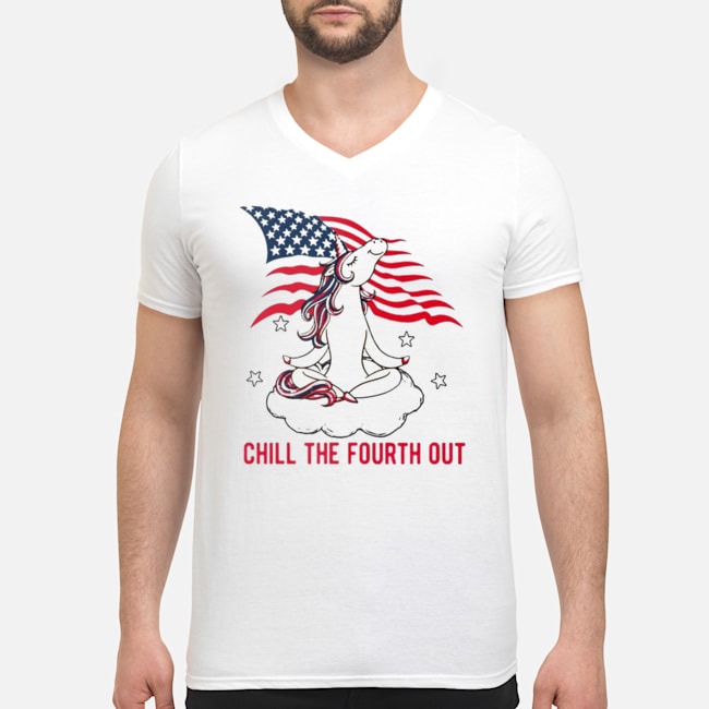 Unicorn Chill The Fourth Out American Flag Shirt 5 Unicorn Chill The Fourth Out American Flag Guy V-neck