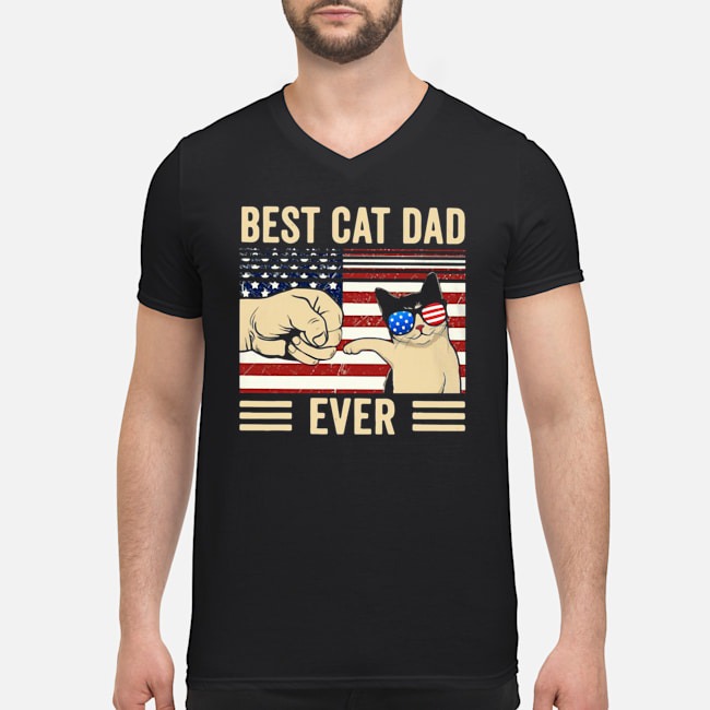 Best Cat Dad Ever Vintage American Flag Shirt 5 Best Cat Dad Ever Vintage American Flag Guy V-neck