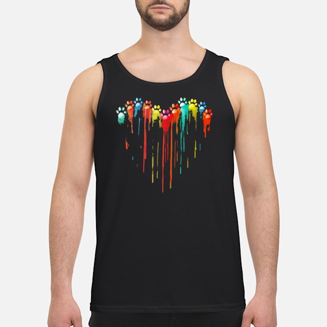 Dog Paw Heart Rainbow Shirt 7 Dog Paw Heart Rainbow Guy Tank Top