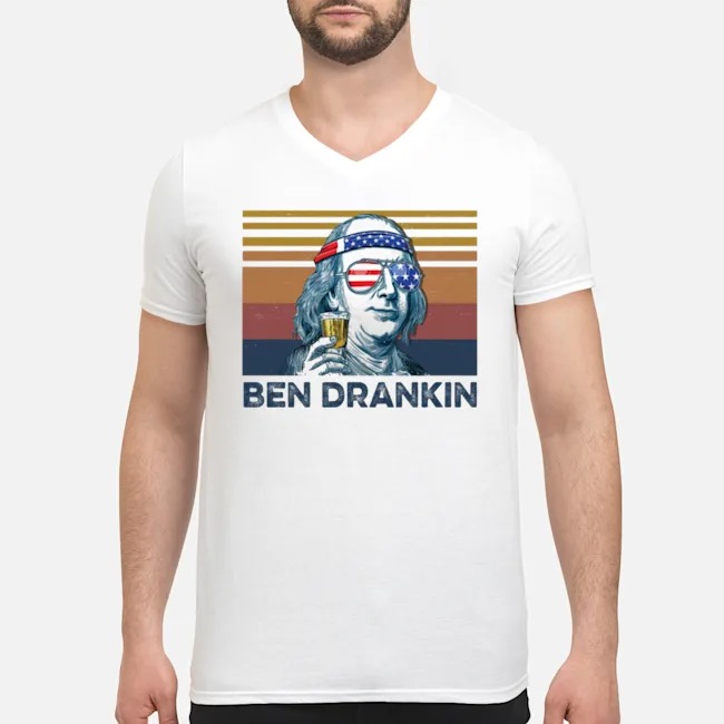 Ben Drankin Vintage Drink Beer Shirt 7 Ben Drankin Vintage Drink Beer Guy V-neck