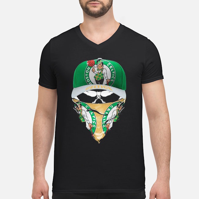 Skull Mask Boston Celtics Basketball Shirt 5 Skull Mask Boston Celtics Basketball Guy V-neck