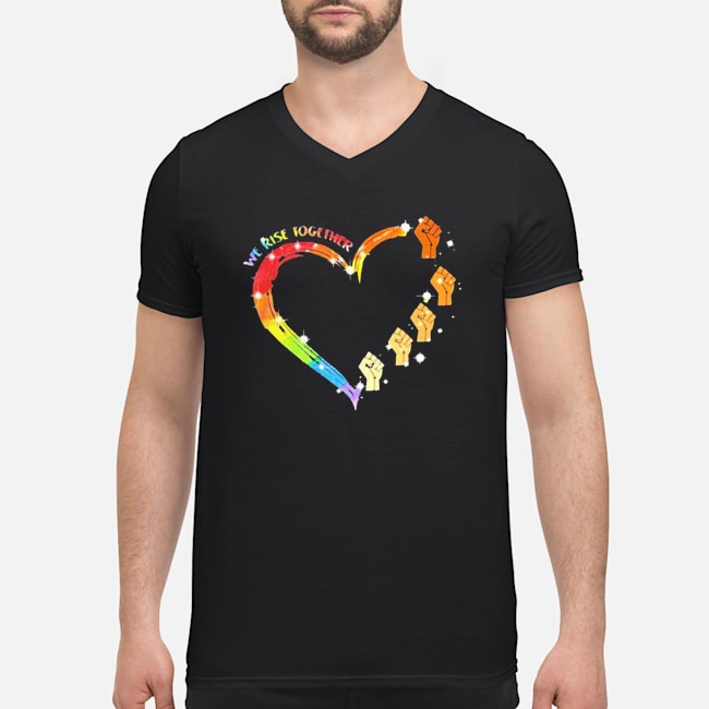 LGBT We Rise Together Hand Heart Shirt 5 LGBT We Rise Together Hand Heart Guy V-neck