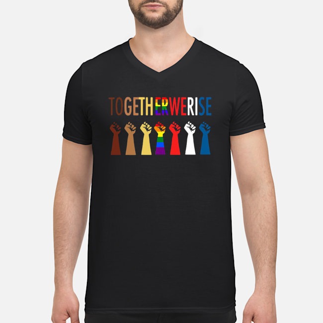 LGBT Strong Hand Together We Rise Shirt 7 LGBT Strong Hand Together We Rise Guy V-neck
