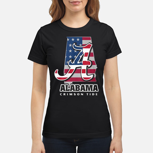 Alabama Crimson Tide American Flag Shirt 5 Alabama Crimson Tide American Flag Ladies Tee