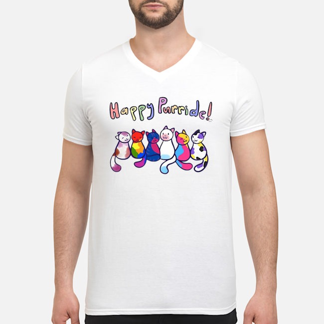 Cats Happy Purride Shirt 5 Cats Happy Purride Guy V-neck