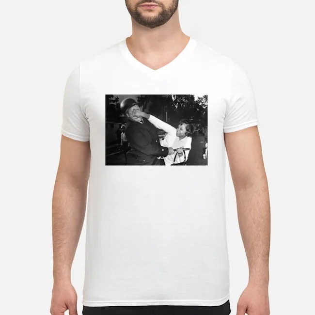 Black Woman Fighting Police Shirt 8 Black Woman Fighting Police Guy V-neck
