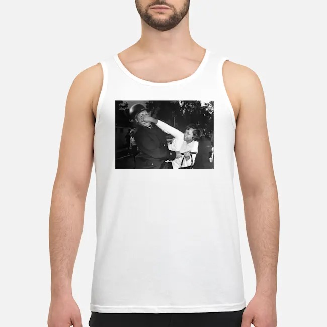 Black Woman Fighting Police Shirt 7 Black Woman Fighting Police Guy Tank Top