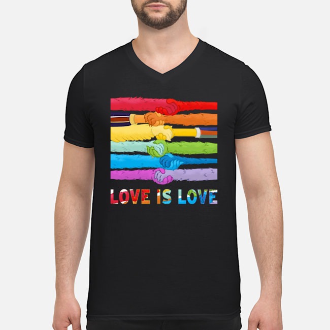 LGBT Hand Hold Hand Love Is Love Shirt 8 LGBT Hand Hold Hand Love Is Love Guy V-neck