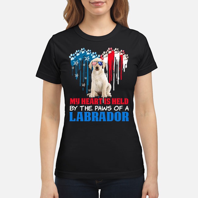 Heart Paw America My Heart Is Held By The Paws Of A Yellow Labrador Shirt 6 Heart Paw America My Heart Is Held By The Paws Of A Yellow Labrador Ladies Tee