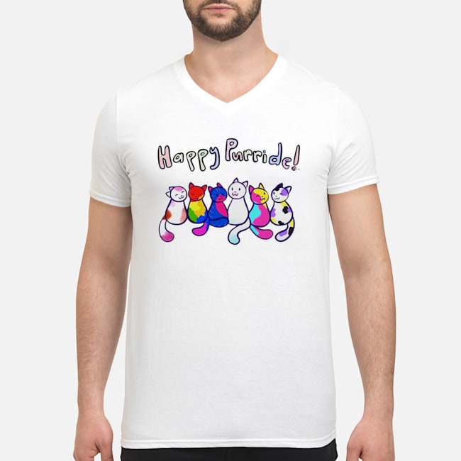LGBT Cats Happy Purride Shirt 6 LGBT Cats Happy Purride Guy V-neck