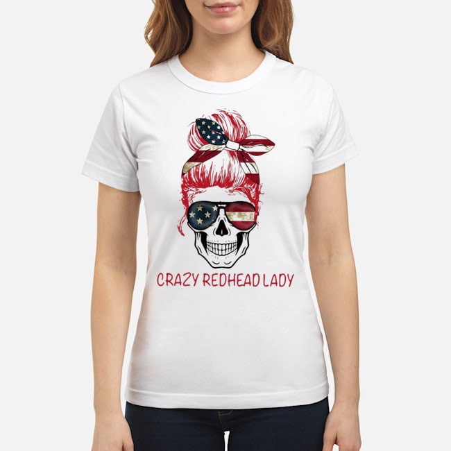 Crazy Redhead Lady Skull America Shirt 7 Crazy Redhead Lady Skull America Ladies Tee