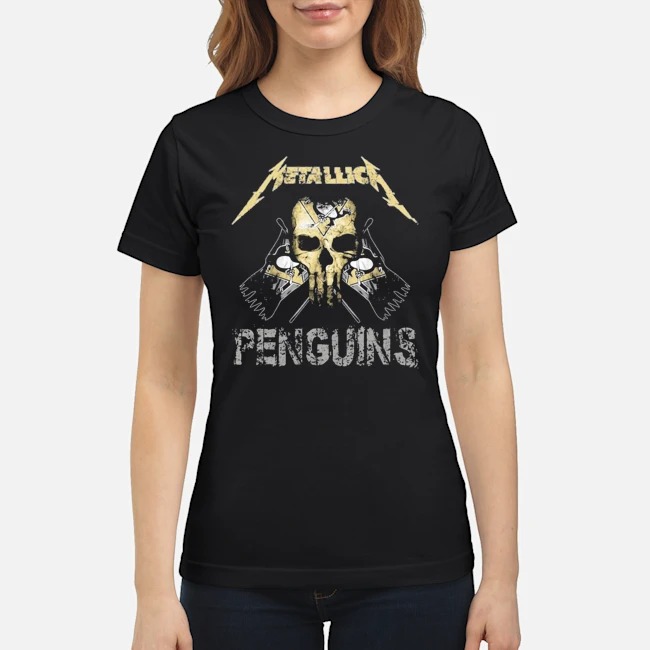 Skull Metallica Pittsburgh Penguins Flag Shirt 7 Skull Metallica Pittsburgh Penguins Flag Ladies Tee