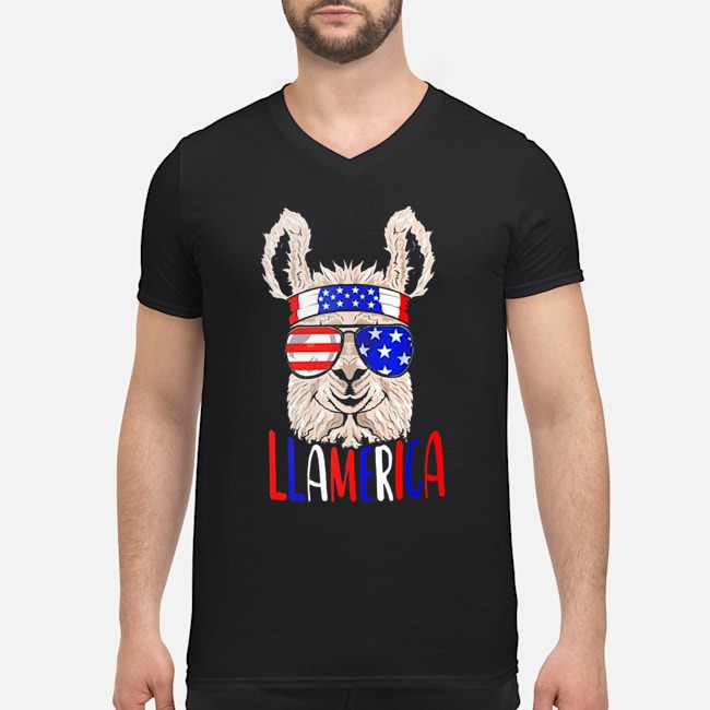 Llamerica American 4th Of July Shirt 5 Llamerica American 4th Of July Guy V-neck