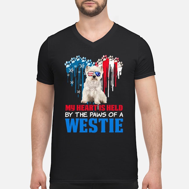 Heart Paw America My Heart Is Held By The Paws Of A Toy Westie Shirt 6 Heart Paw America My Heart Is Held By The Paws Of A Toy Westie Guy V-neck
