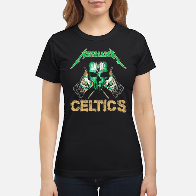 Skull Metallica Boston Celtics Flag Shirt 5 Skull Metallica Boston Celtics Flag Ladies Tee