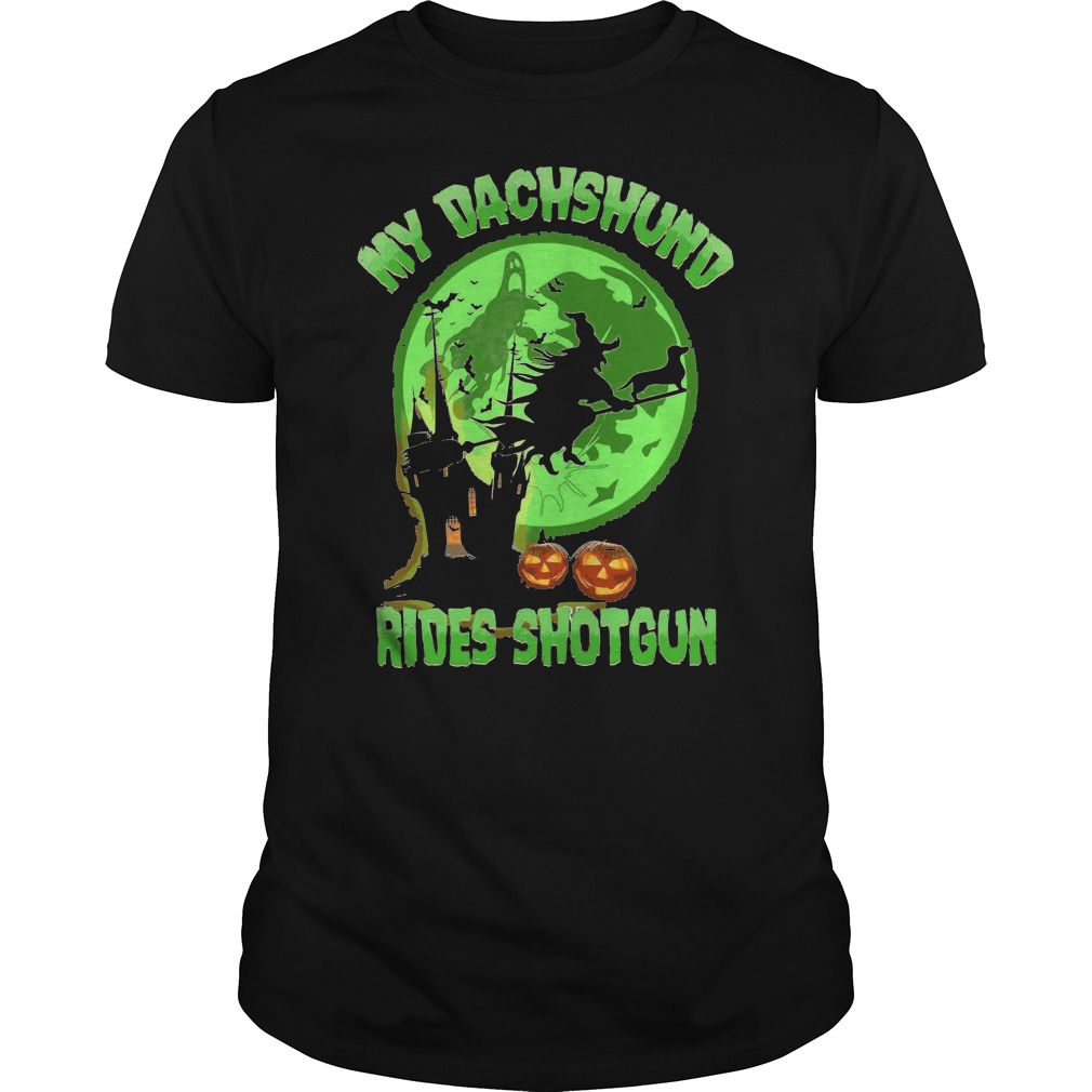 My Dachshund Rides Shotgun Halloween Moon Shirt 5 My Dachshund Rides Shotgun Halloween Moon Shirt