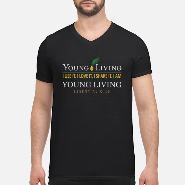 Young Living I Use It I Love It I Share It I Am Young Living Essential Oils Shirt 5 Young Living I Use It I Love It I Share It I Am Young Living Essential Oils Guy V-neck