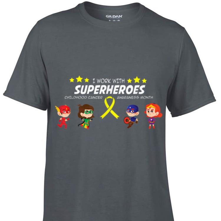 Awesome I work with superheroes Childhood cancer awareness shirt 1 - Awesome I work with superheroes Childhood cancer awareness shirt