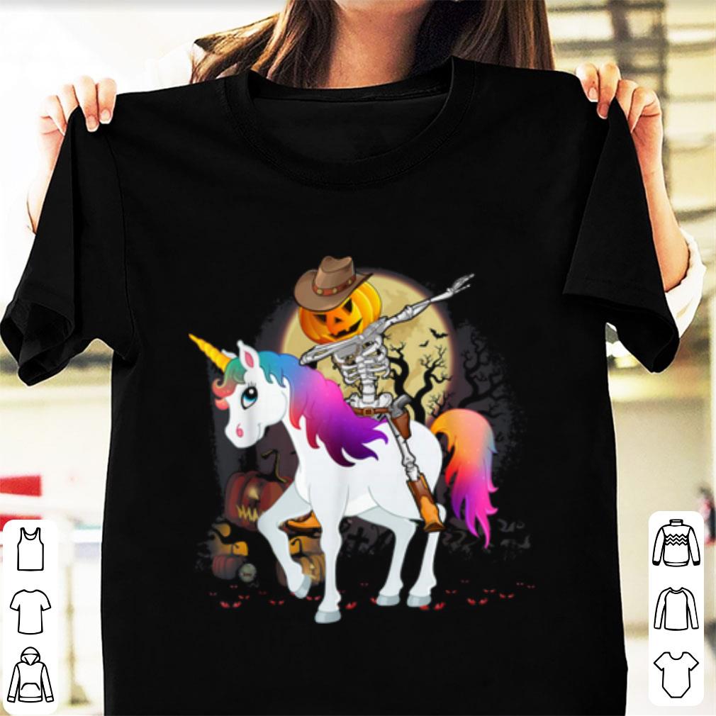Beautiful Dabbing Pumpkin Skeleton Riding Unicorn Halloween shirt 1 - Beautiful Dabbing Pumpkin Skeleton Riding Unicorn Halloween shirt