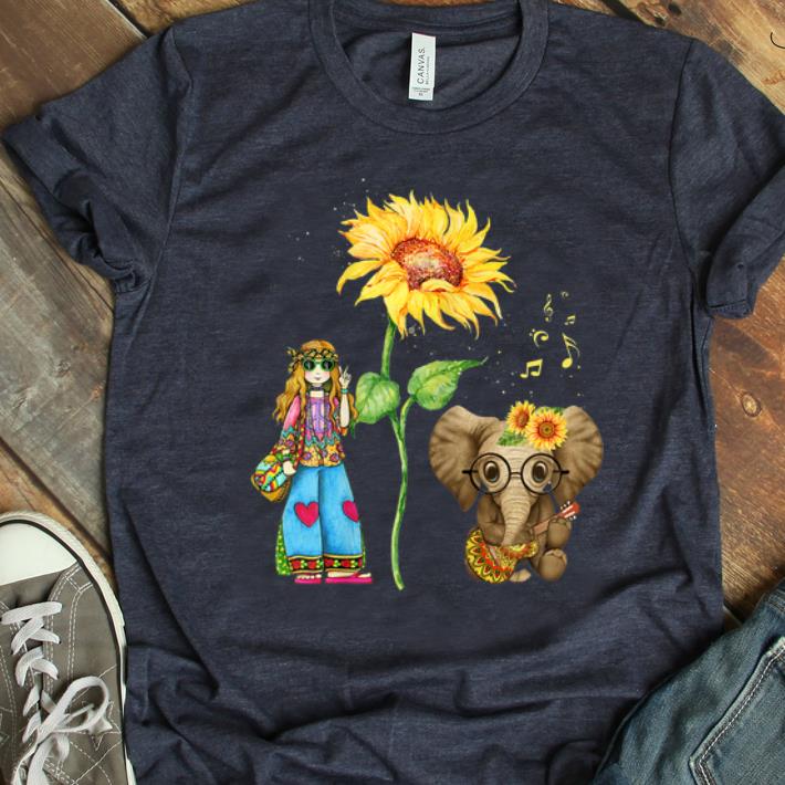 Hot Hippie Girl Sunflower Elephant Guitar shirt 1 - Hot Hippie Girl Sunflower Elephant Guitar shirt