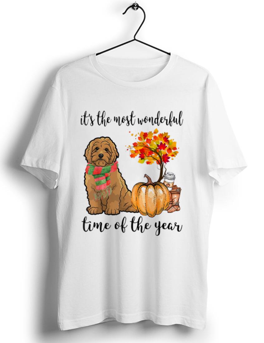 Awesome Goldendoodle Dog Autumn Fall It s The Most Wonderful Time shirt 1 - Awesome Goldendoodle Dog Autumn Fall - It's The Most Wonderful Time shirt