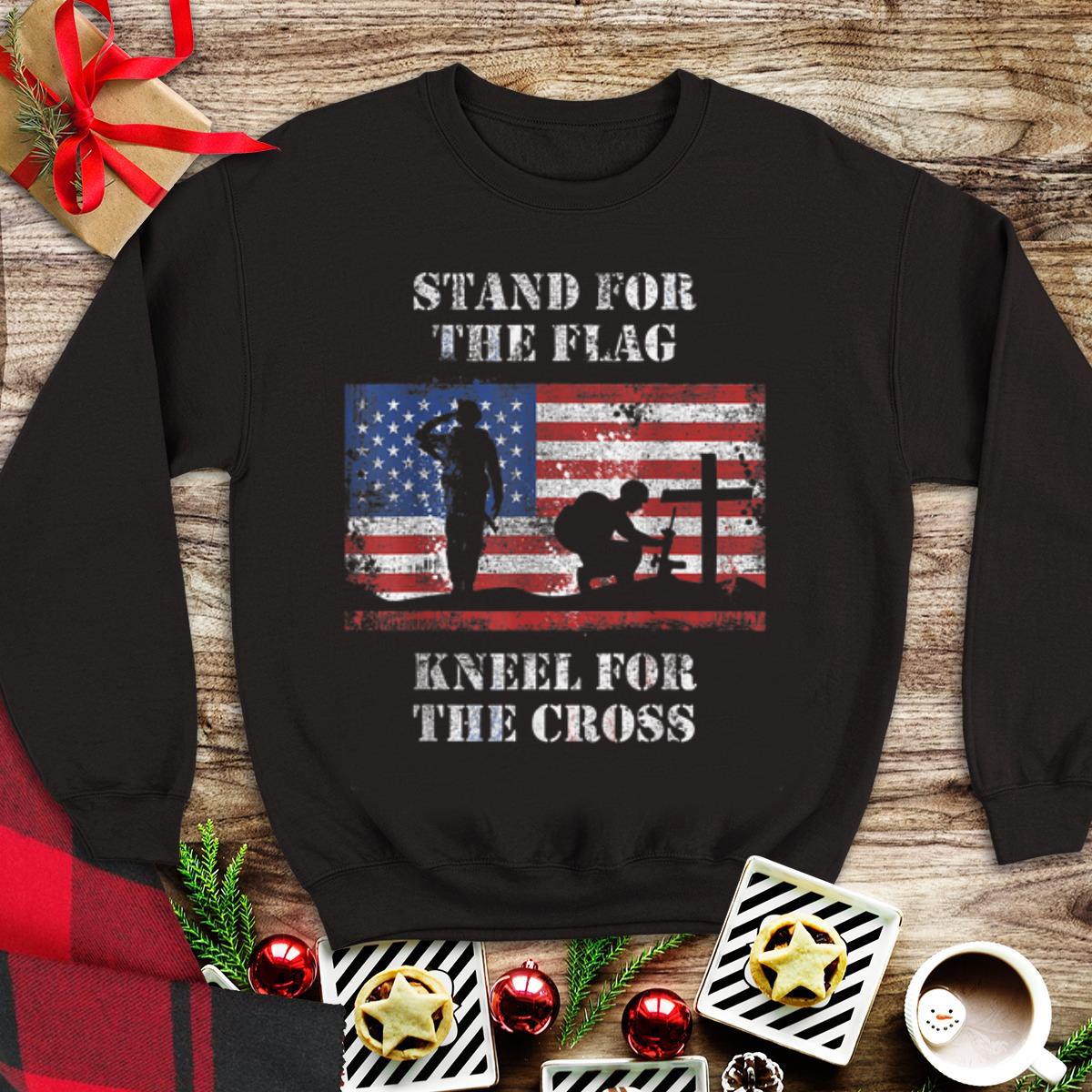 Awesome Stand For The Flag Kneel For The Cross shirt 1 - Awesome Stand For The Flag Kneel For The Cross shirt