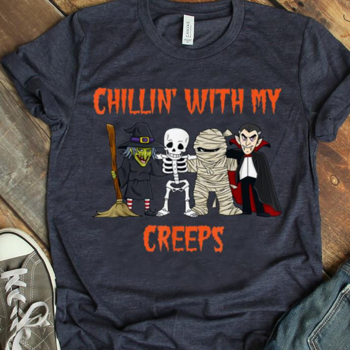 Hot Chillin With My Creeps Halloween Vampire Skeleton Witch shirt 1 - Hot Chillin With My Creeps Halloween Vampire Skeleton Witch shirt