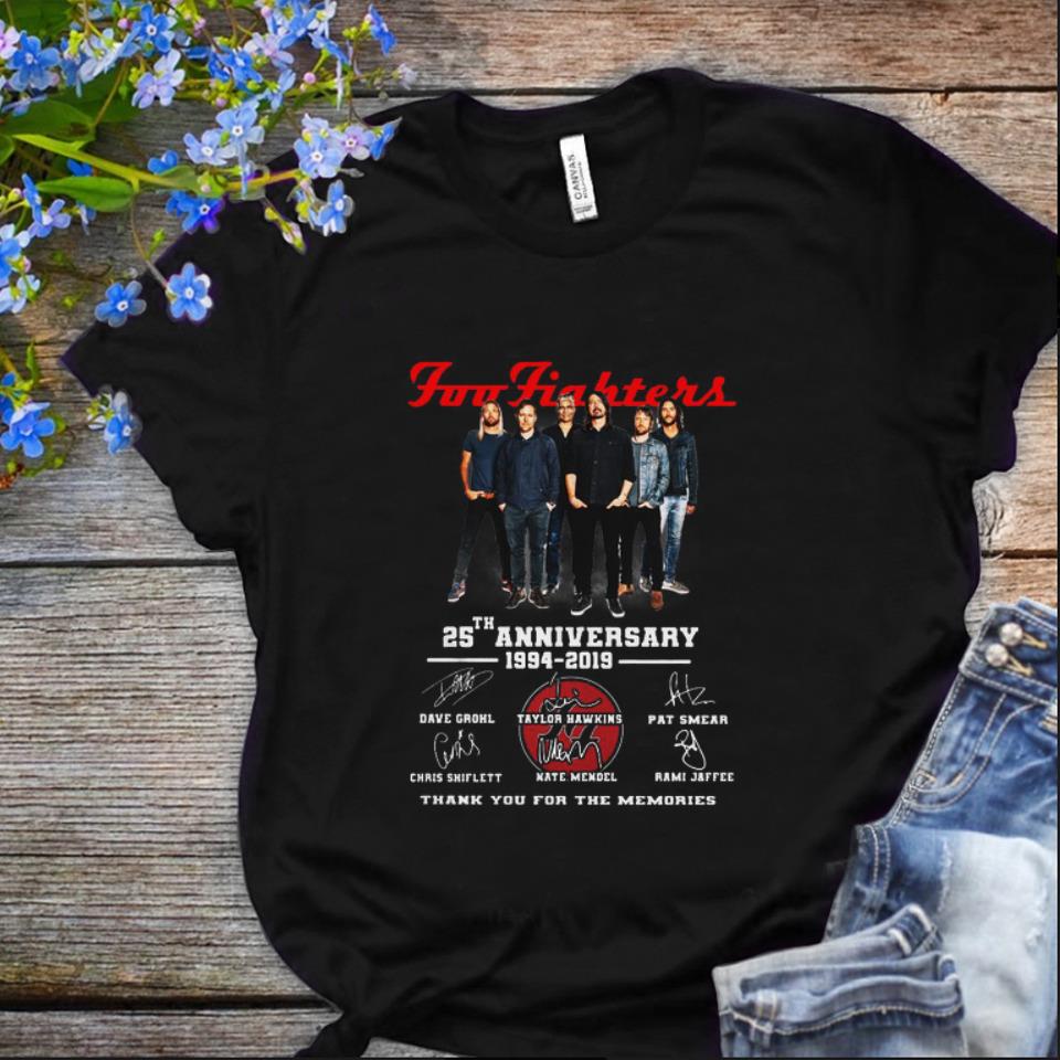 Nice 25th Anniversary 1994 2019 Foo Fighters Signatures shirt 1 - Nice 25th Anniversary 1994-2019 Foo Fighters Signatures shirt