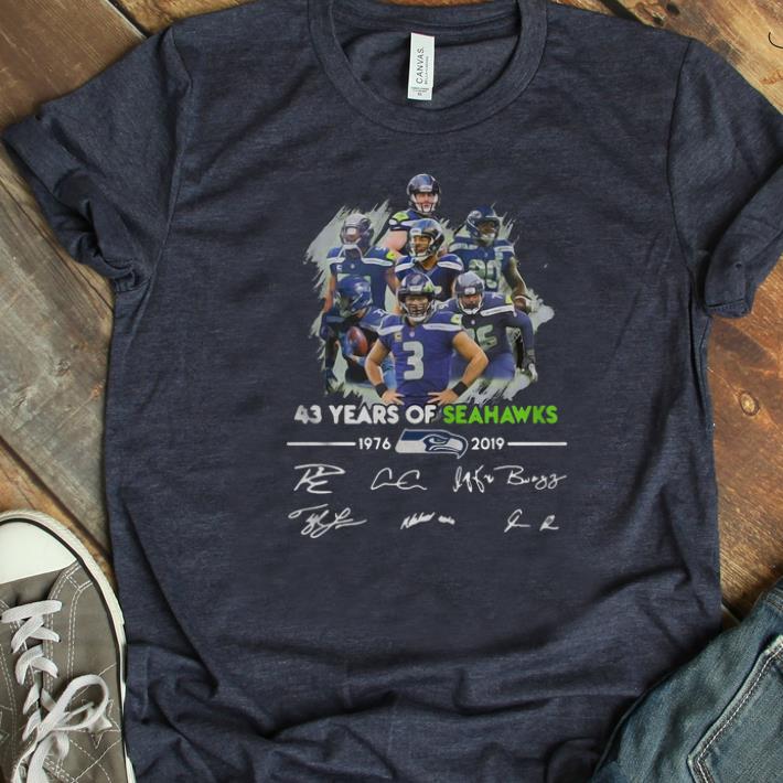 Nice 43 Years Of Seattle Seahawks 1976 2019 Signatures shirt 1 - Nice 43 Years Of Seattle Seahawks 1976-2019 Signatures shirt