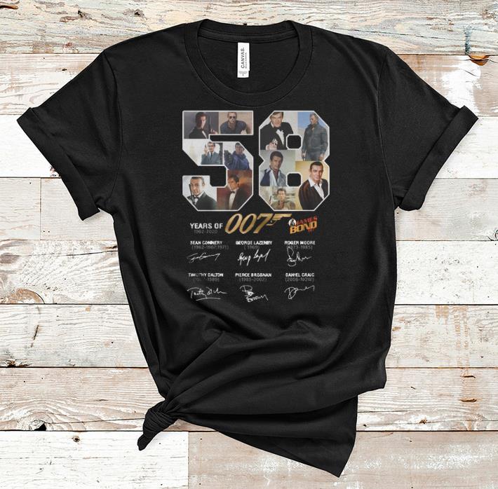 Nice 58 Years Of James Bond 007 1962 2020 Signature shirt 1 - Nice 58 Years Of James Bond 007 1962-2020 Signature shirt
