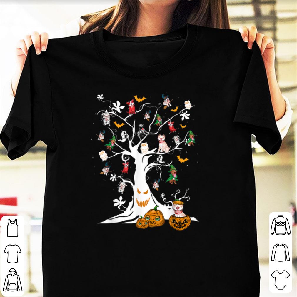 Nice Pitbull Pumpkin Dog On Tree Halloween Dog Lover shirt 1 - Nice Pitbull Pumpkin Dog On Tree Halloween Dog Lover shirt