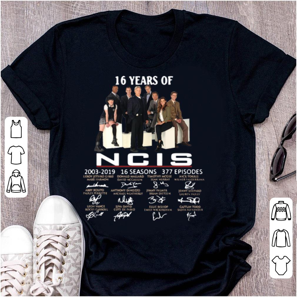 Official 16 Years Of NCIS 2003 2019 16 Seasons 377 Episodes Signature shirt 1 - Official 16 Years Of NCIS 2003-2019 16 Seasons 377 Episodes Signature shirt