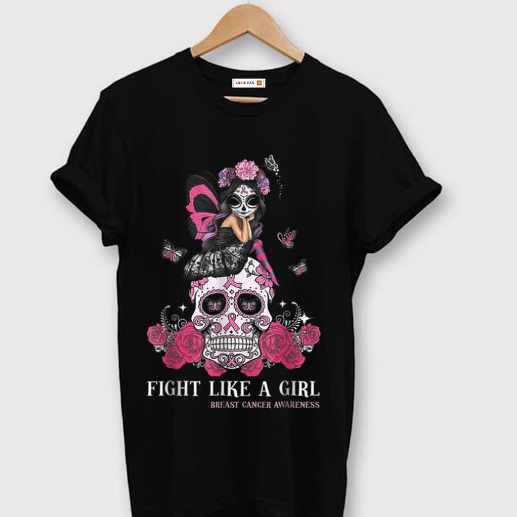 Official Fight Like A Breast Cancer Awareness Girl Skull Halloween shirt 1 - Official Fight Like A Breast Cancer Awareness Girl Skull Halloween shirt
