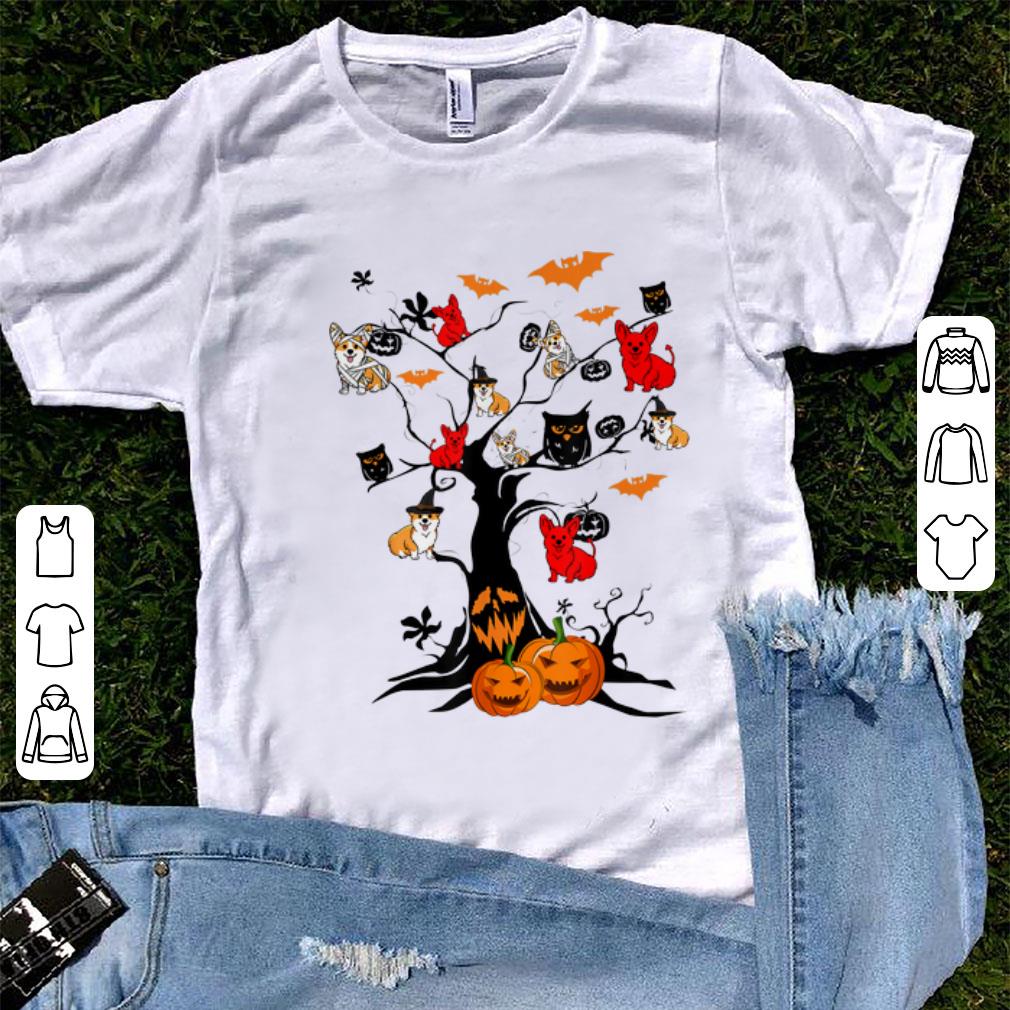 Official Tree Pumpkin Corgi Dog On Halloween Tree Dog Lover shirt 1 - Official Tree Pumpkin Corgi Dog On Halloween Tree Dog Lover shirt
