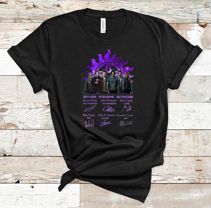 Original 15 Years Of Supernatural 15 Seasons 327 Episodes Signature shirt 1 - Original 15 Years Of Supernatural 15 Seasons 327 Episodes Signature shirt