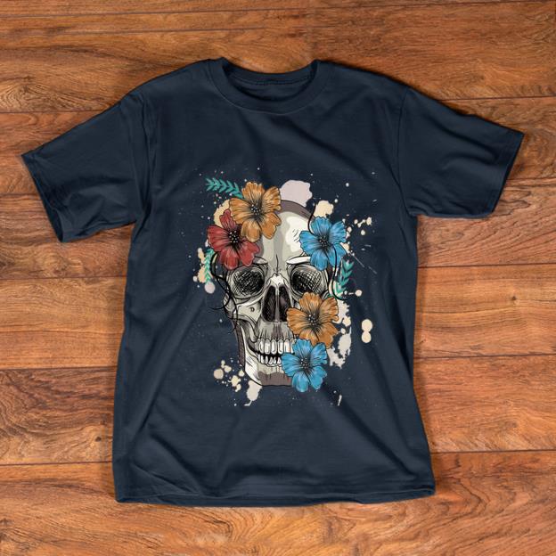 Original Colorful Skull and Flowers shirt 1 - Original Colorful Skull and Flowers shirt