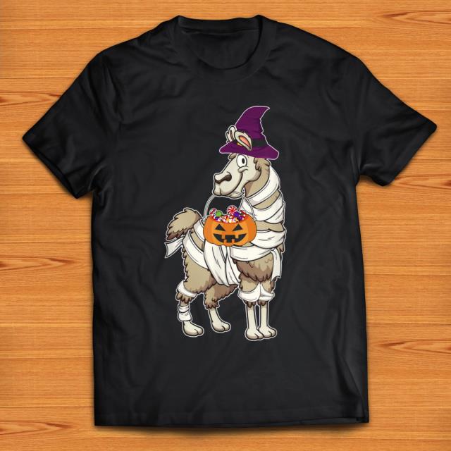 Premium Llama Mummy Hat Witch Pumpkin Halloween Funny shirt 1 - Premium Llama Mummy Hat Witch Pumpkin Halloween Funny shirt