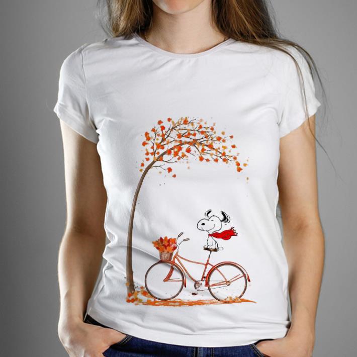 Premium Snoopy riding bicycle autumn leaf tree shirt 1 - Premium Snoopy riding bicycle autumn leaf tree shirt