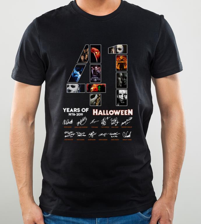 Hot 41 Years Of Halloween 1978 2019 Jason Voorhees All Characters Signatures shirt 4 - Hot 41 Years Of Halloween 1978 2019 Jason Voorhees All Characters Signatures shirt