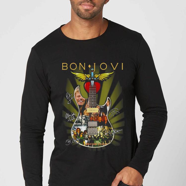 Hot Bon Jovi Signatures Guitar shirt 4 - Hot Bon Jovi Signatures Guitar shirt