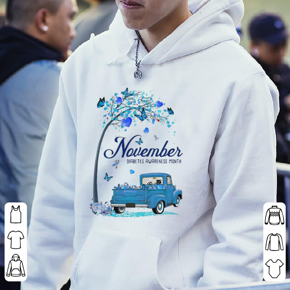 Nice Tree Truck November Diabetes Month Butterfly Blue Ribbon shirt 4 - Nice Tree Truck November Diabetes Month Butterfly Blue Ribbon shirt